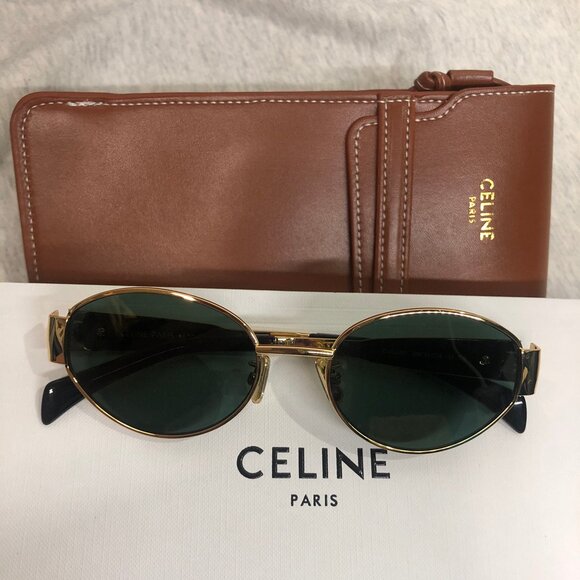 Celine Triomphe Metal Sunglasses in Metal Gold / Green - Picture 1 of 7